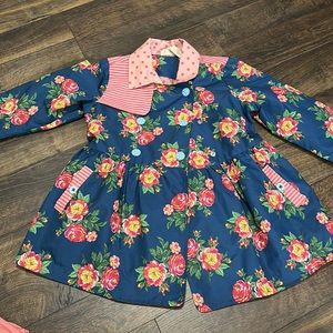 Matilda Jane Navy Floral Raincoat with Pink Accents